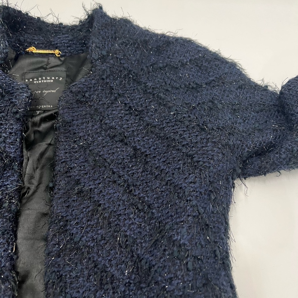 Sanctuary Clothing Los Angeles Midnight Blue & Black Boucle Jacket Small - Picture 4 of 10